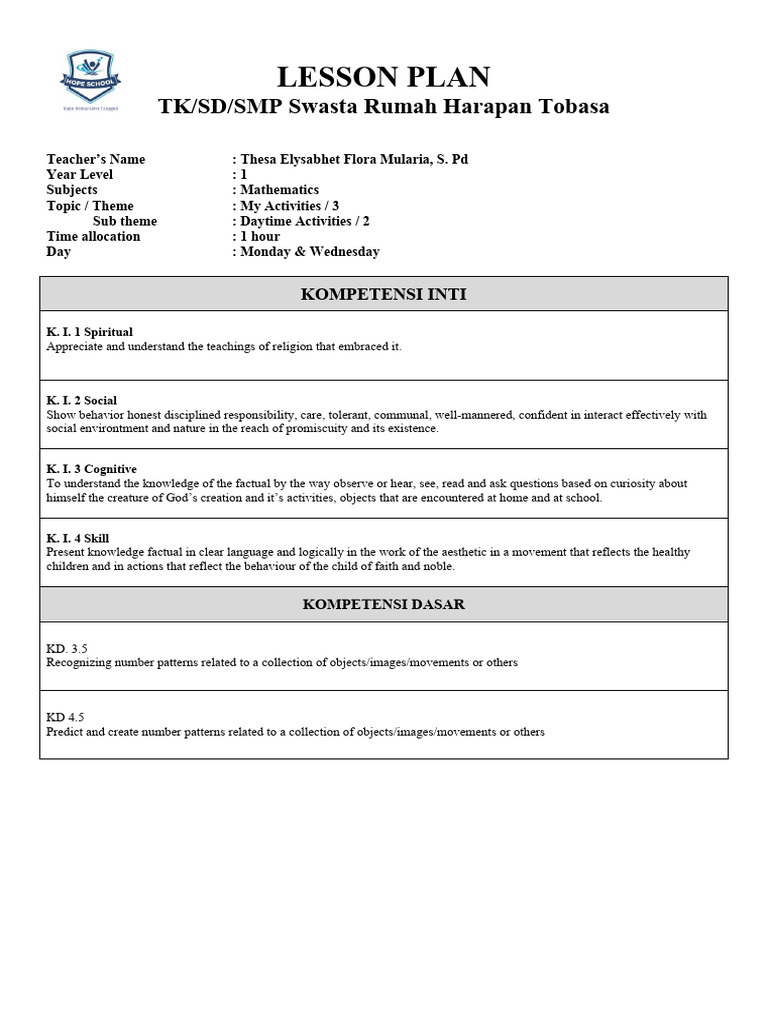 Lesson Plan Mathematics Week 10 | Download Free PDF | Learning | Knowledge