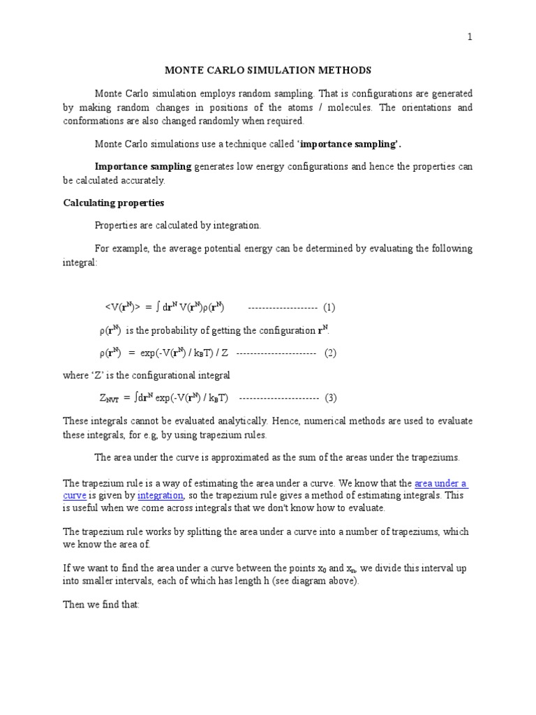 Monte Carlo Simulation Overview | PDF | Polymers | Integral