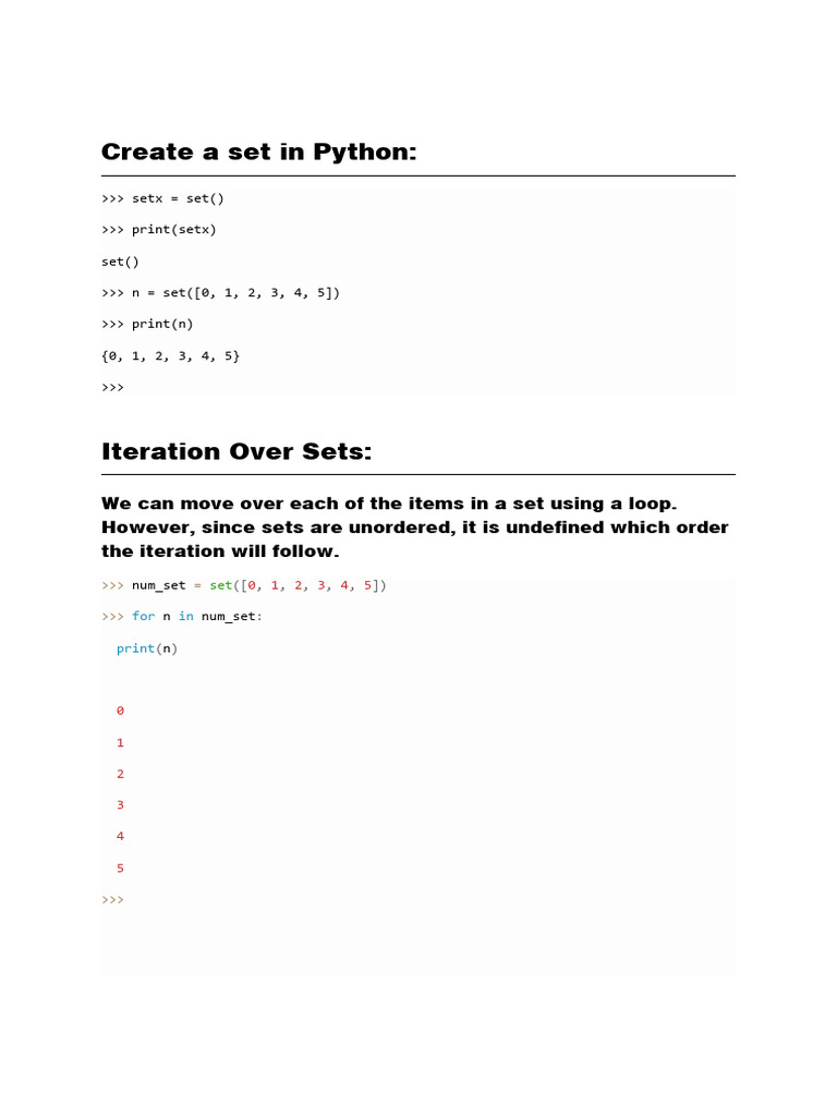 Set in Python | Download Free PDF | Function (Mathematics) | Mathematics