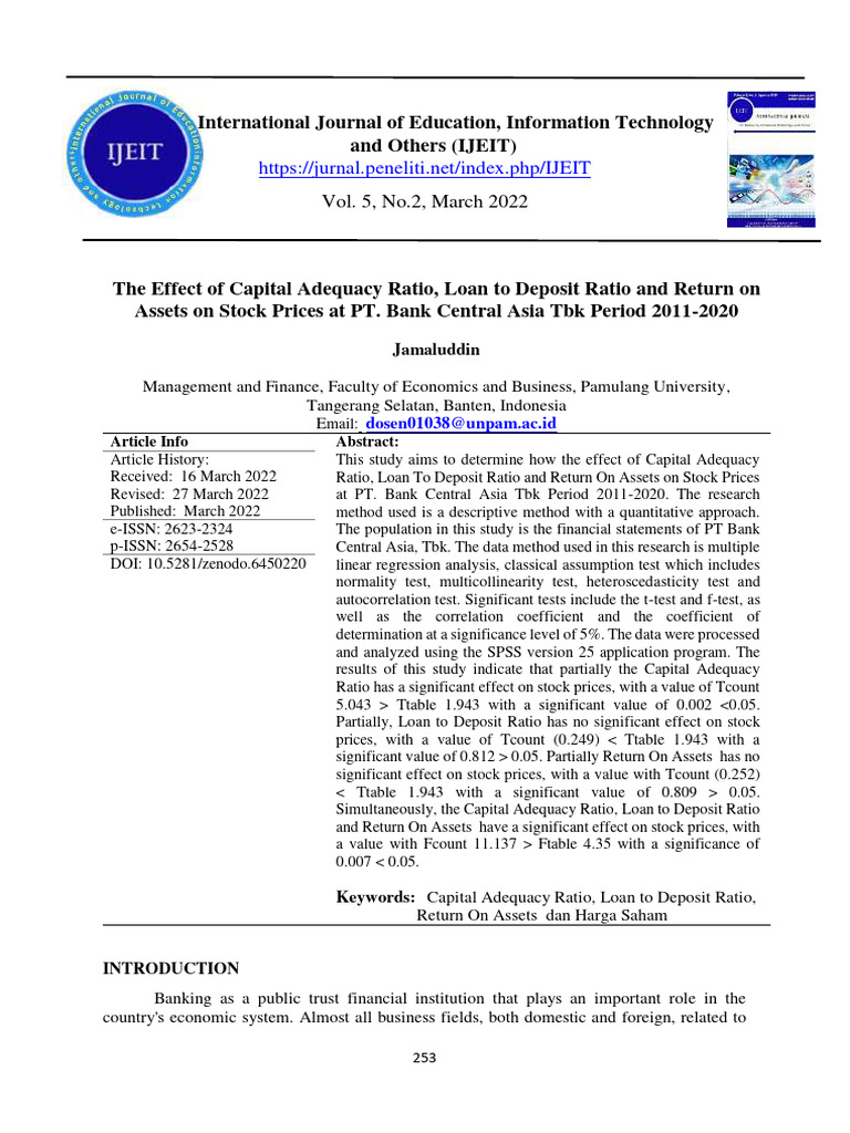 Impact of Financial Ratios on BCA Stock | PDF | Capital Requirement ...