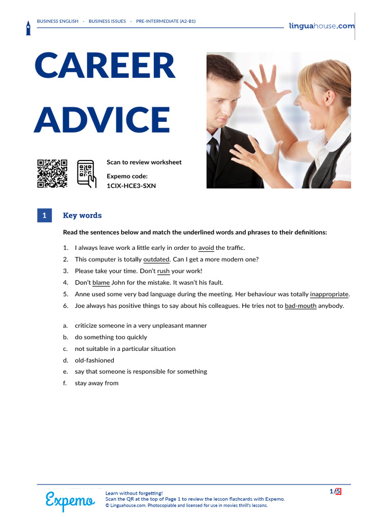 Career Advice British English Teacher Pdf Career Growth Self