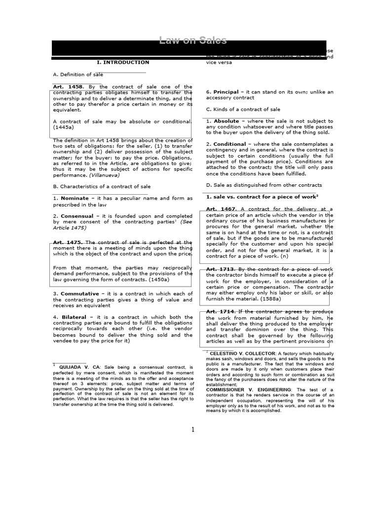 Law on sales summary pdf marriage prices