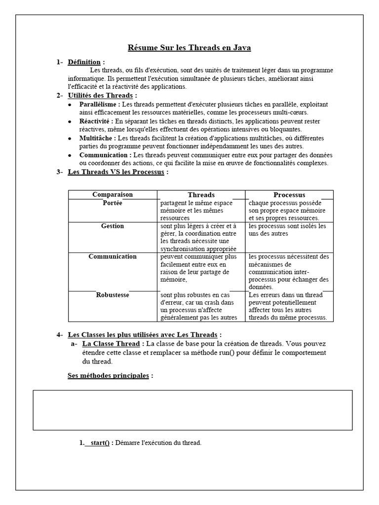 Résume Sur Les Threads en Java | PDF | Thread (informatique ...