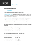 Phonetics III- Consonants and Vowels