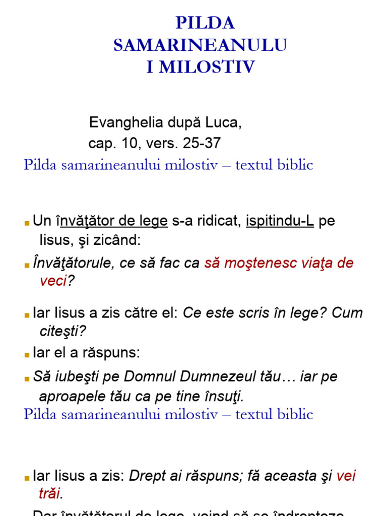 Pilda Samarineanului Milostiv | PDF