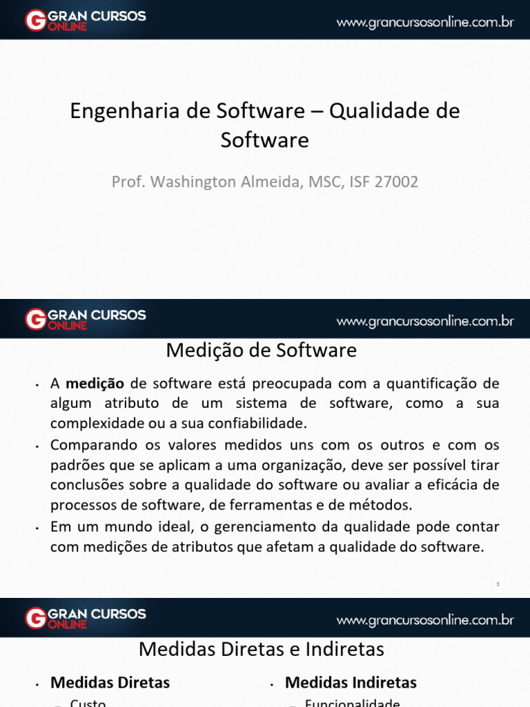 Métricas e Medições em Qualidade de Software | PDF | Qualidade ...