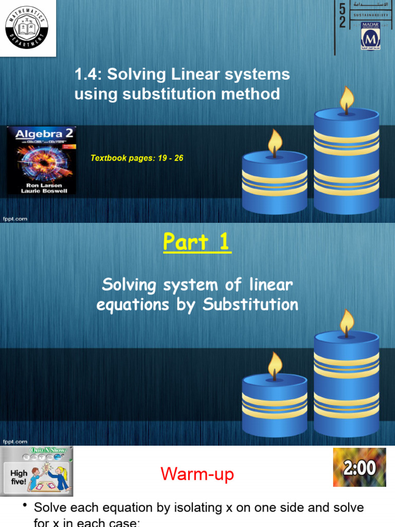 Solving Linear Equations by Substitution | PDF | Equations | System Of ...