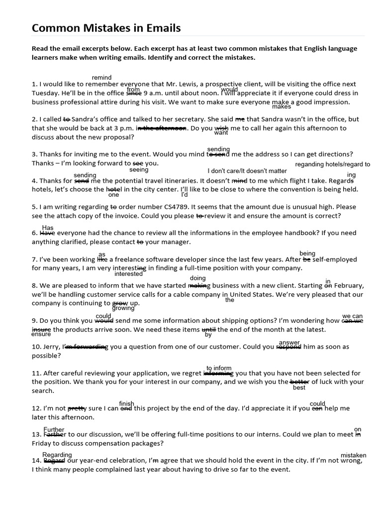 Common Mistakes in Emails | PDF