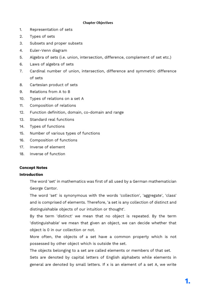 Set Relations and Functions Overview | PDF | Set (Mathematics ...