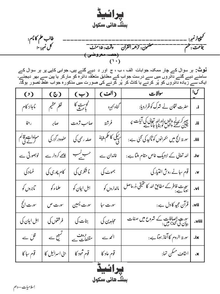 Quran Class 9 | PDF