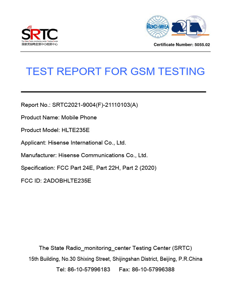 GSM Test Report for HLTE235E Model | PDF | Radio | Electronics