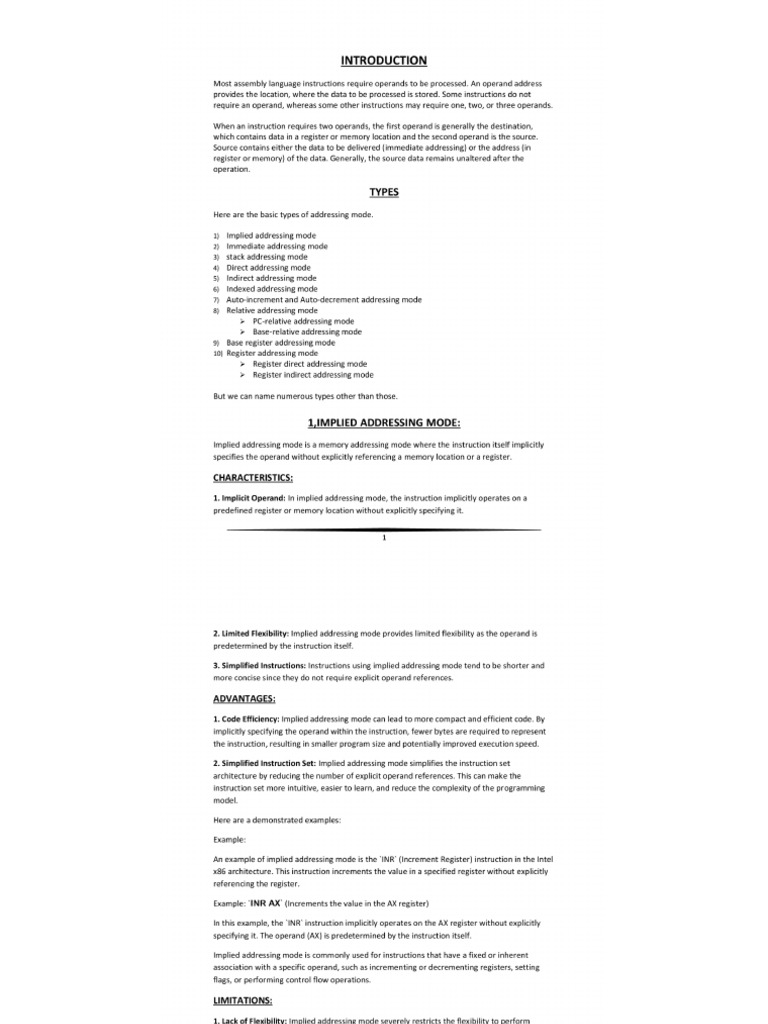 Addressing Mode - COA Assignment | PDF