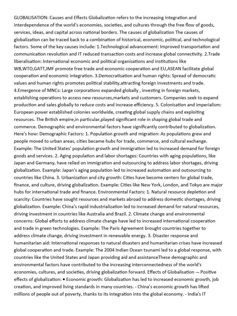 Globalization: Causes and Effects Explained | PDF | Id | Greenhouse Effect