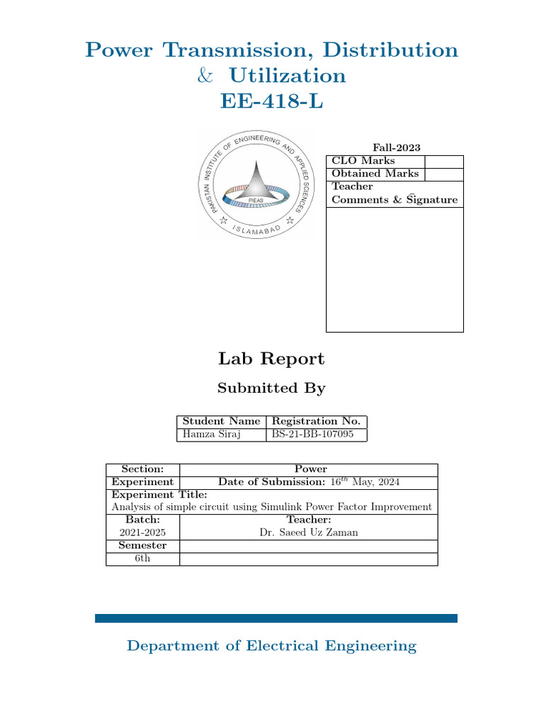 Electrical Engineering Lab Report | PDF | Ac Power | Electrical Network