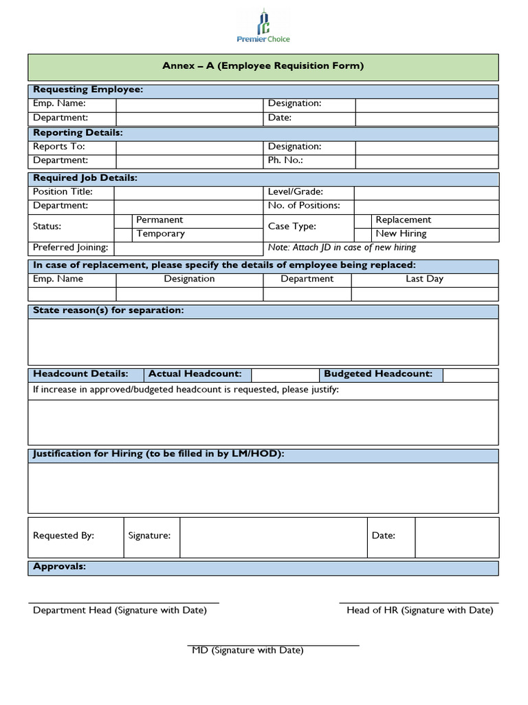 Employee Requisition Form Template | PDF | Career & Growth