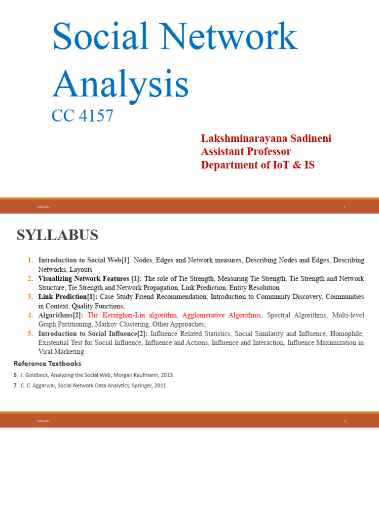 Social Network Analysis Syllabus Overview | PDF | Vertex (Graph Theory ...