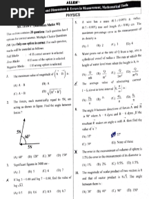 Allen Question Paper