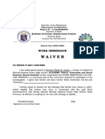 Waiver For Work Immersion Acad
