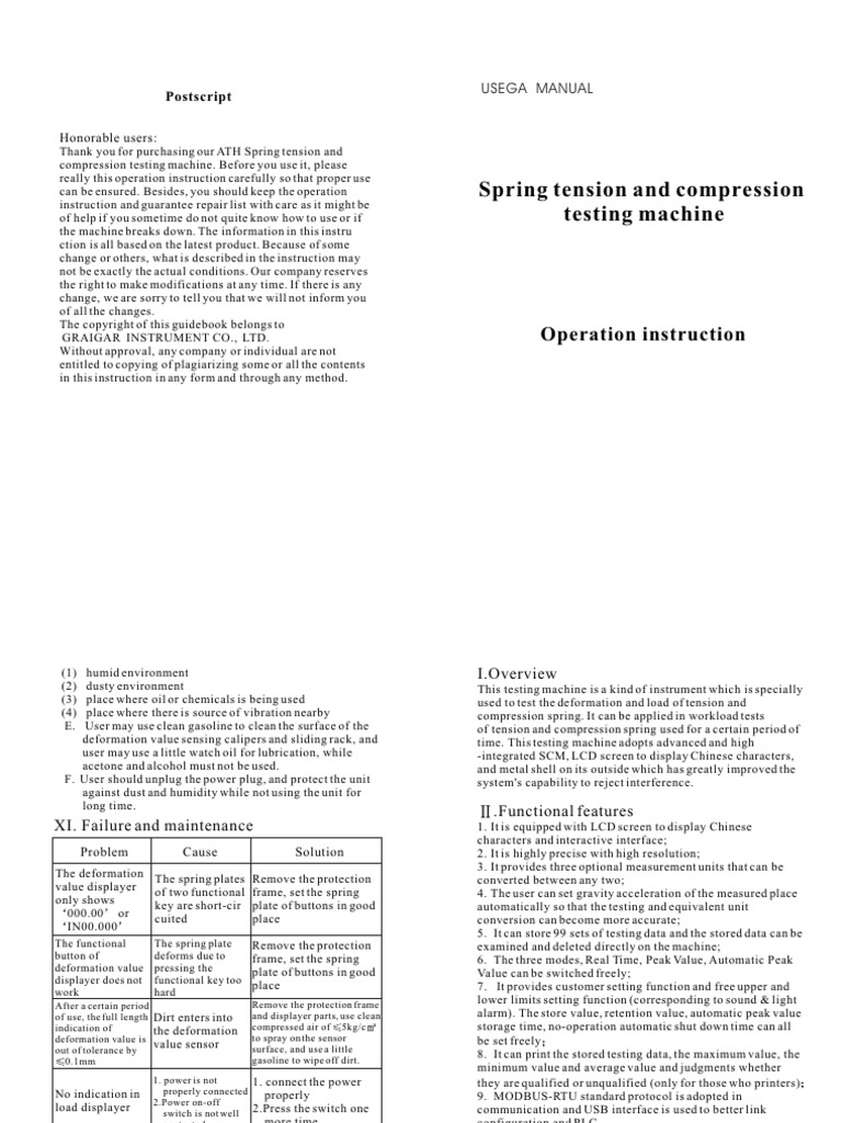 ATH Series Digital Spring Tester | PDF | User Interface | Deformation ...