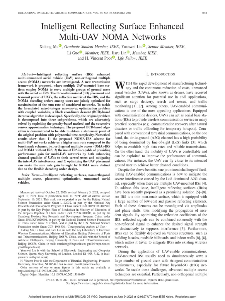 IRS-Enhanced Multi-UAV NOMA Networks | PDF | Matrix (Mathematics ...