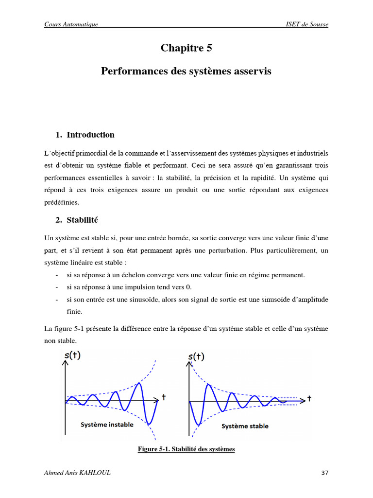 Erreur Statique en Systèmes Asservis PDF Régulation Analyse — free download