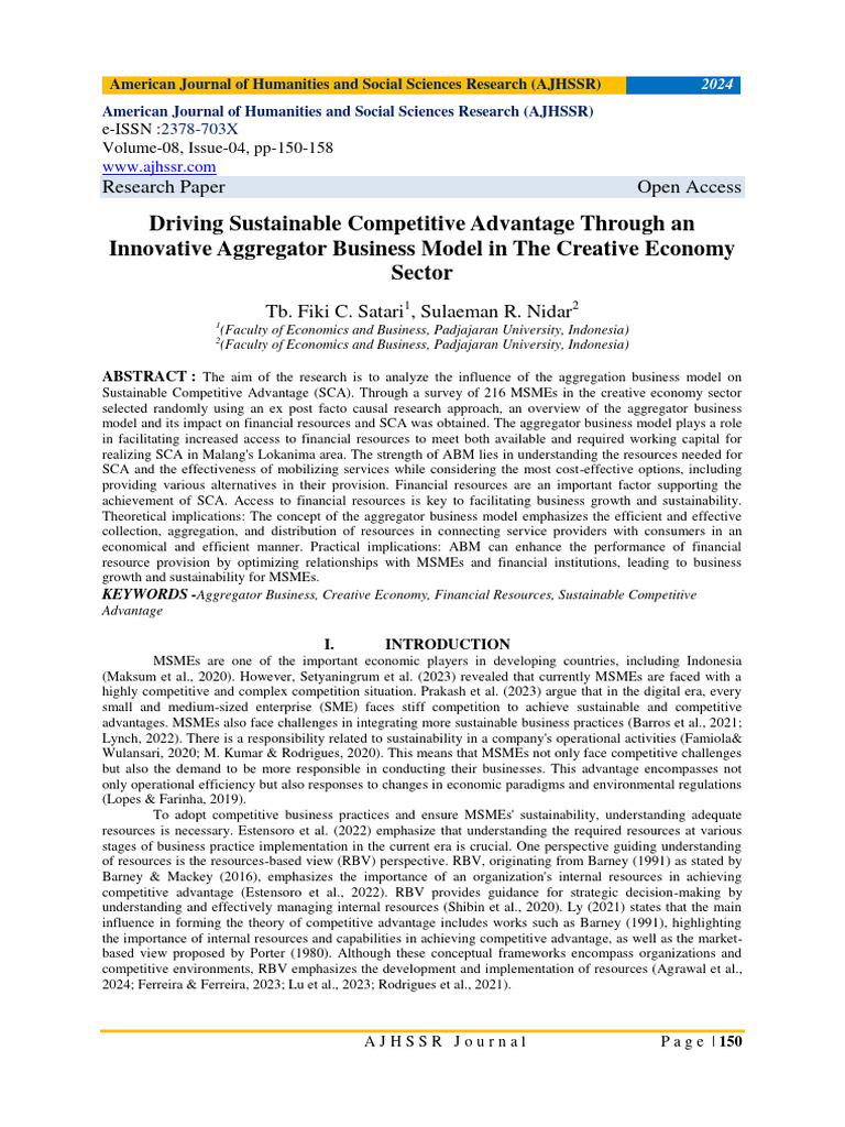 Driving Sustainable Competitive Advantage Through An Innovative ...