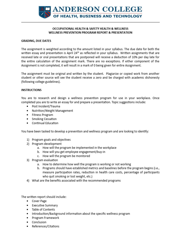 Wellness Prevention Program Guidelines | PDF | Program Evaluation | Essays