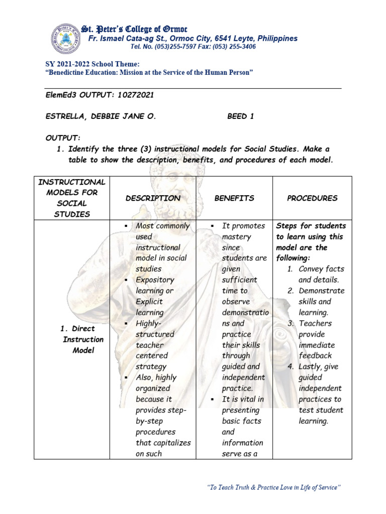Instructional Models for Social Studies | PDF | Hypothesis | Learning