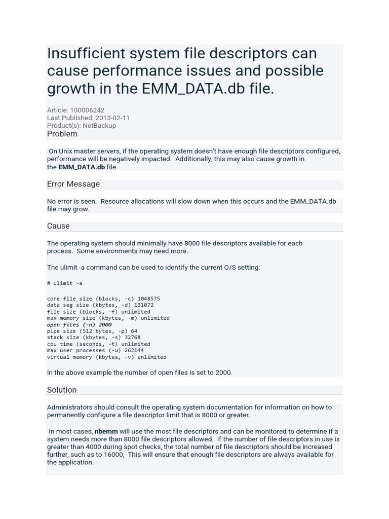 Insufficient System File Descriptors Can Cause Performance Issues and ...