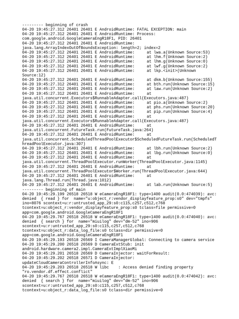 Google Camera Crash Log Analysis | PDF | Software | Digital Technology