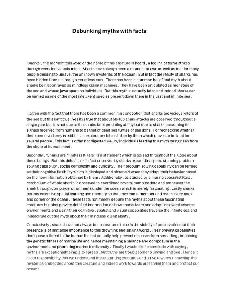 Debunking myths with facts - 12E | PDF | Sharks | Predation