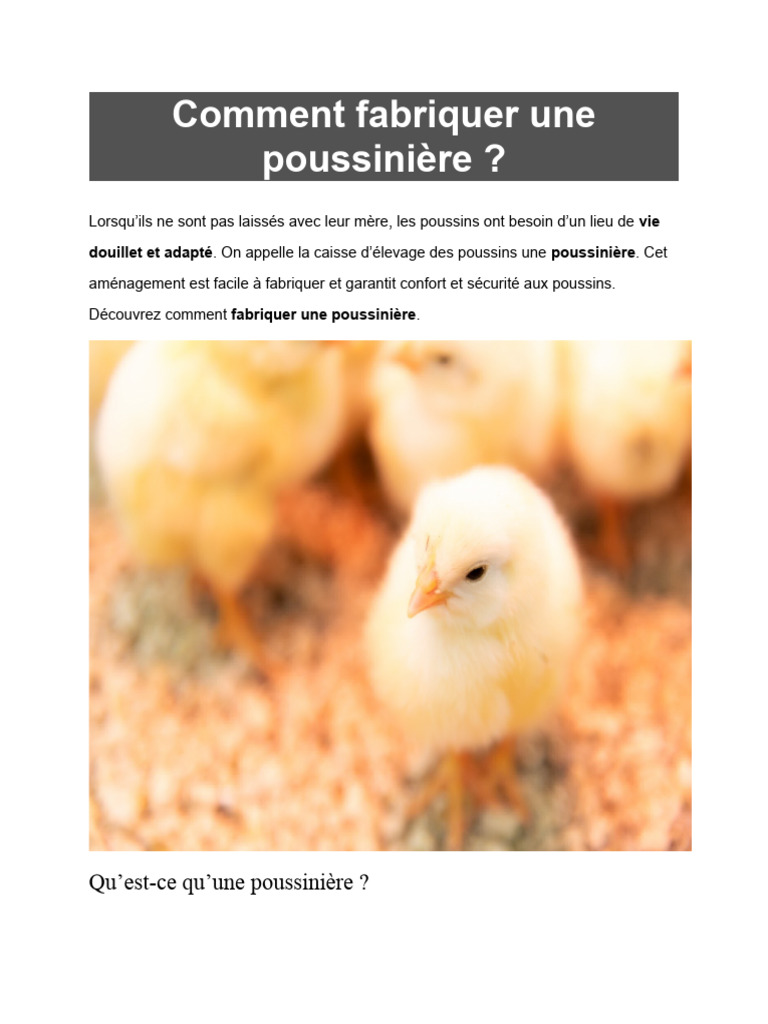 Fabriquer une poussinière maison | PDF