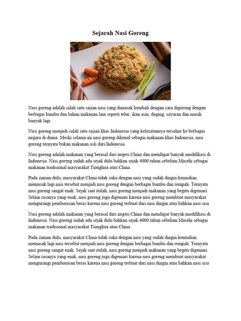 Sejarah Nasi Goreng | PDF