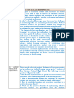 Classroom Routines and Procedures Action Research Plan