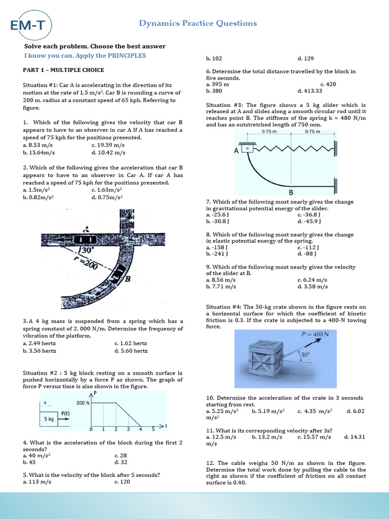 Class 8 Dynamics Practice Problems | PDF | Force | Acceleration