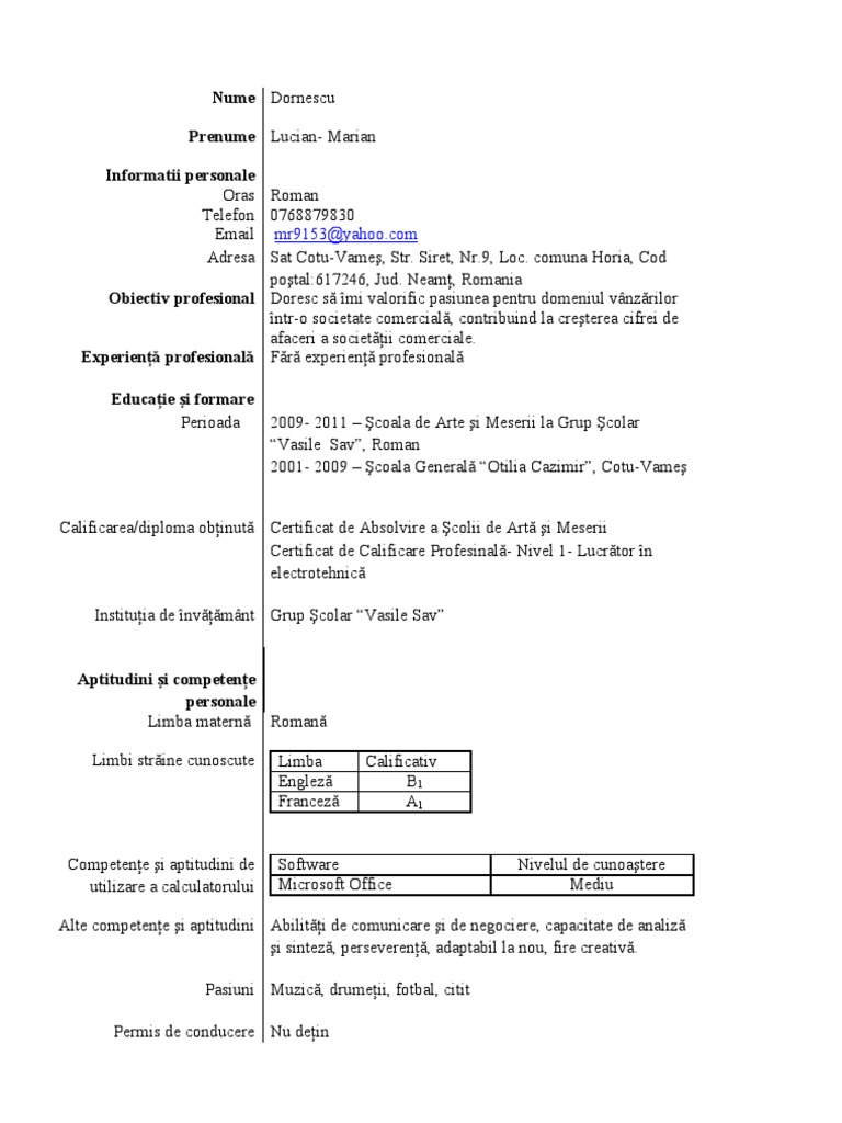 Model de CV | PDF