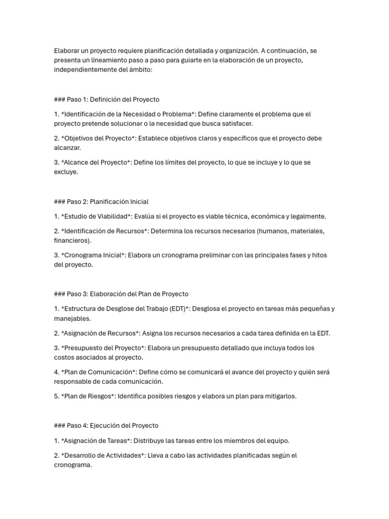Guía Paso a Paso para Elaborar Proyectos | PDF | Presupuesto ...