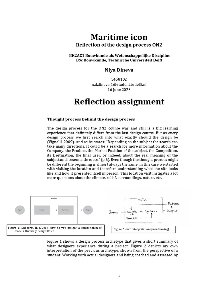 Design Process Reflection for ON2 Course | PDF | Design | Cognitive Science