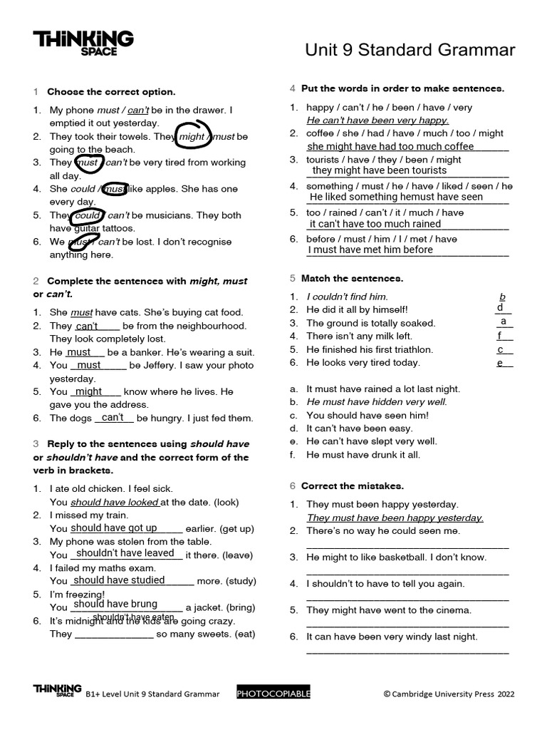 Unit 9 Grammar Test Answers B1+ | PDF