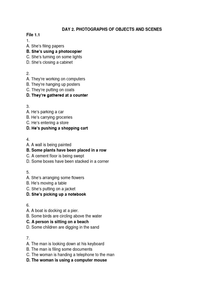 Key---day 2. Photographs of Objects and Scenes | PDF