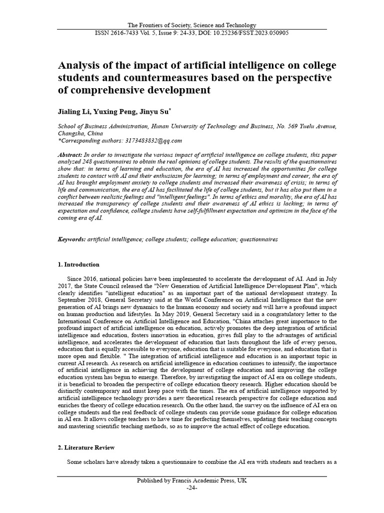 AI's Impact on College Students: A Study | PDF | Artificial ...