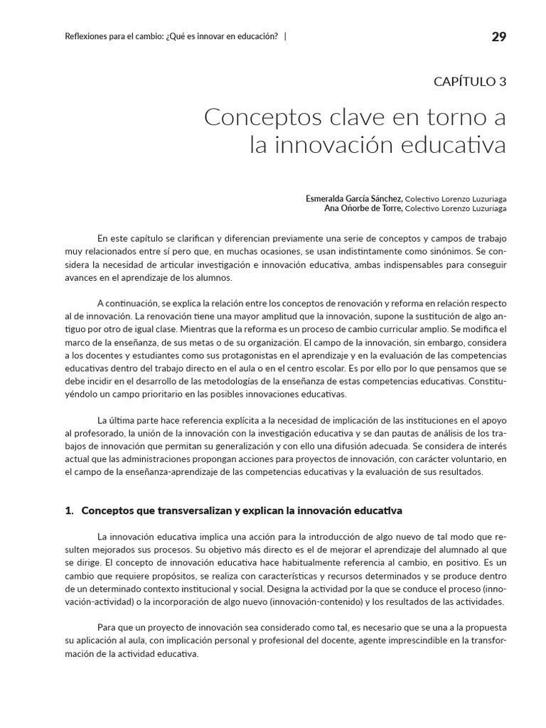 Innovación educativa: conceptos clave | PDF | Enseñando | Plan de estudios