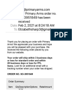 Your Primary Arms Order No. SO-3951849 Has Been Received