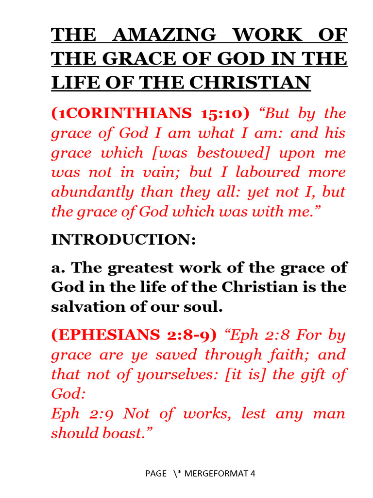 The Grace of God in Christian Life | PDF | Grace In Christianity ...