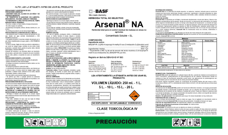 ETIQUETA-Arsenal BR | PDF | Herbicida | Agua