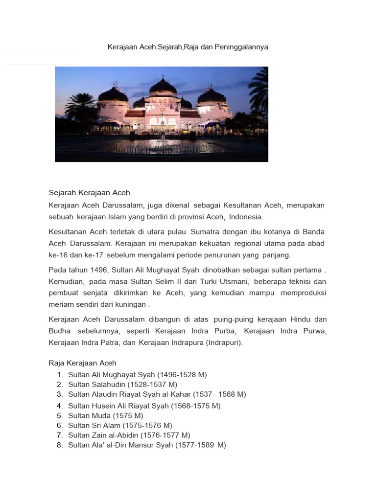 Kerajaan Aceh Pdf