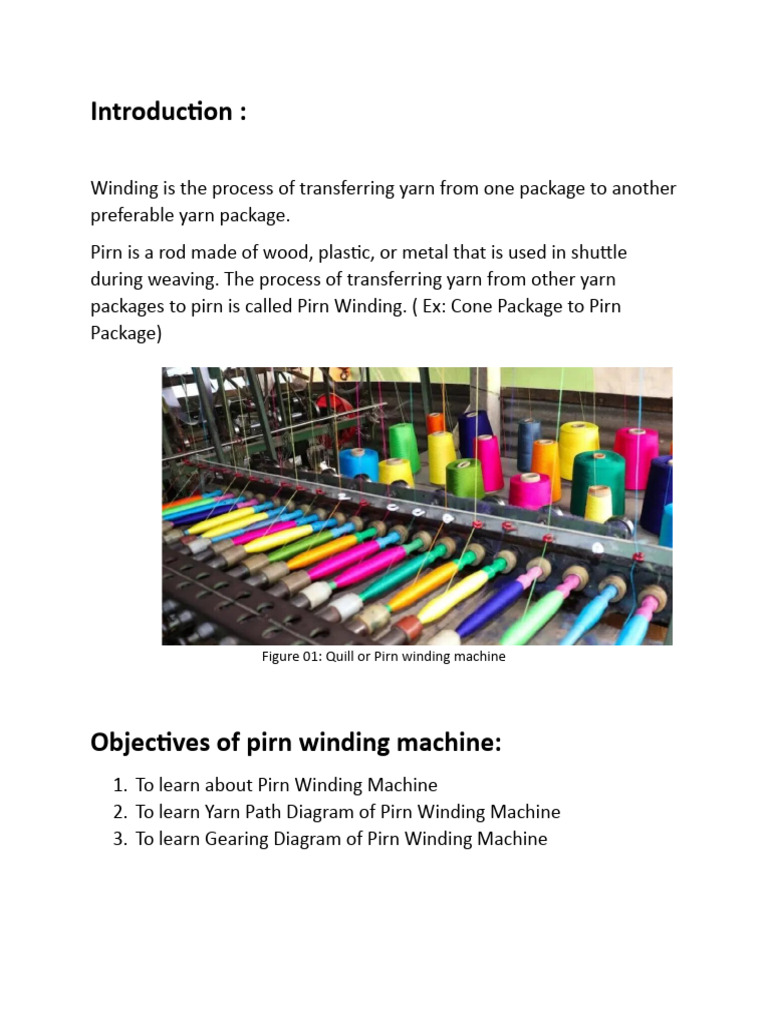 Overview of Pirn Winding Machine | PDF | Belt (Mechanical) | Machines