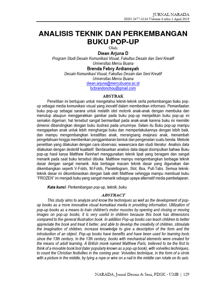 Analisis Dan Teknik Buku Pop Up | PDF