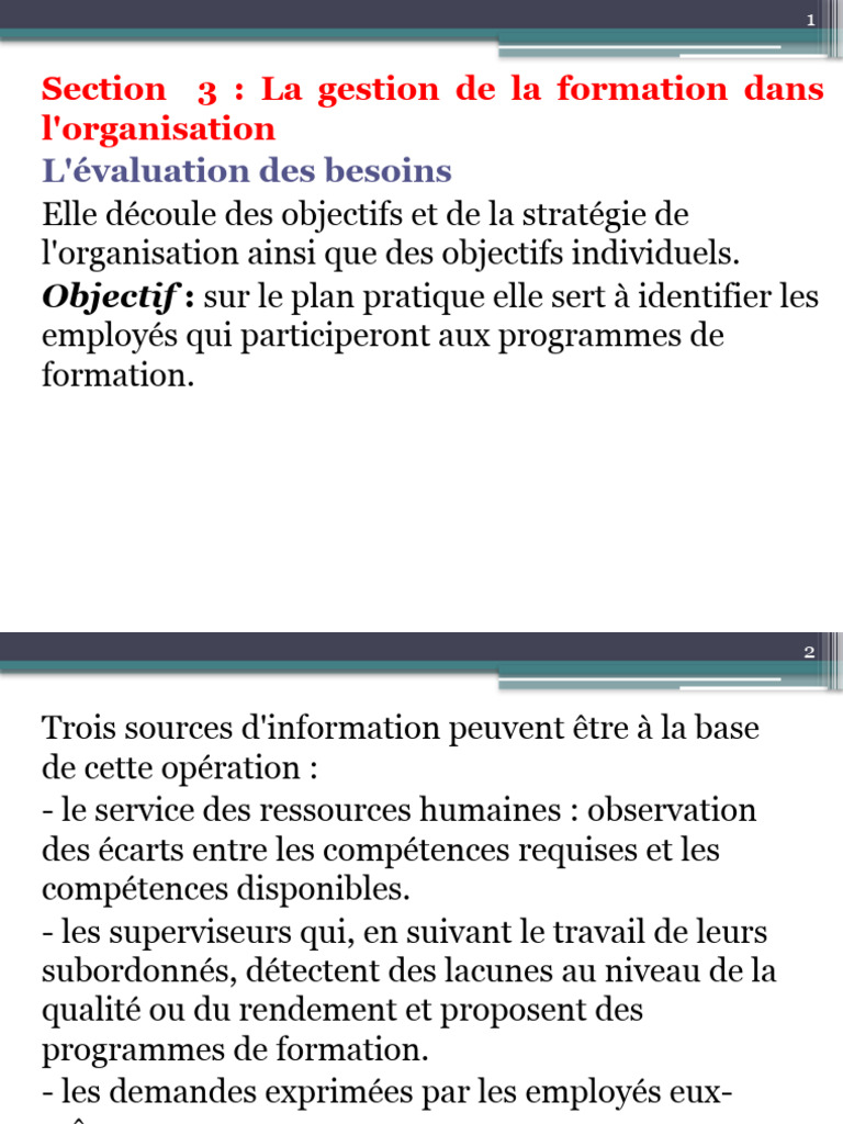 Gestion et évaluation de la formation | PDF | Gestion des ressources ...