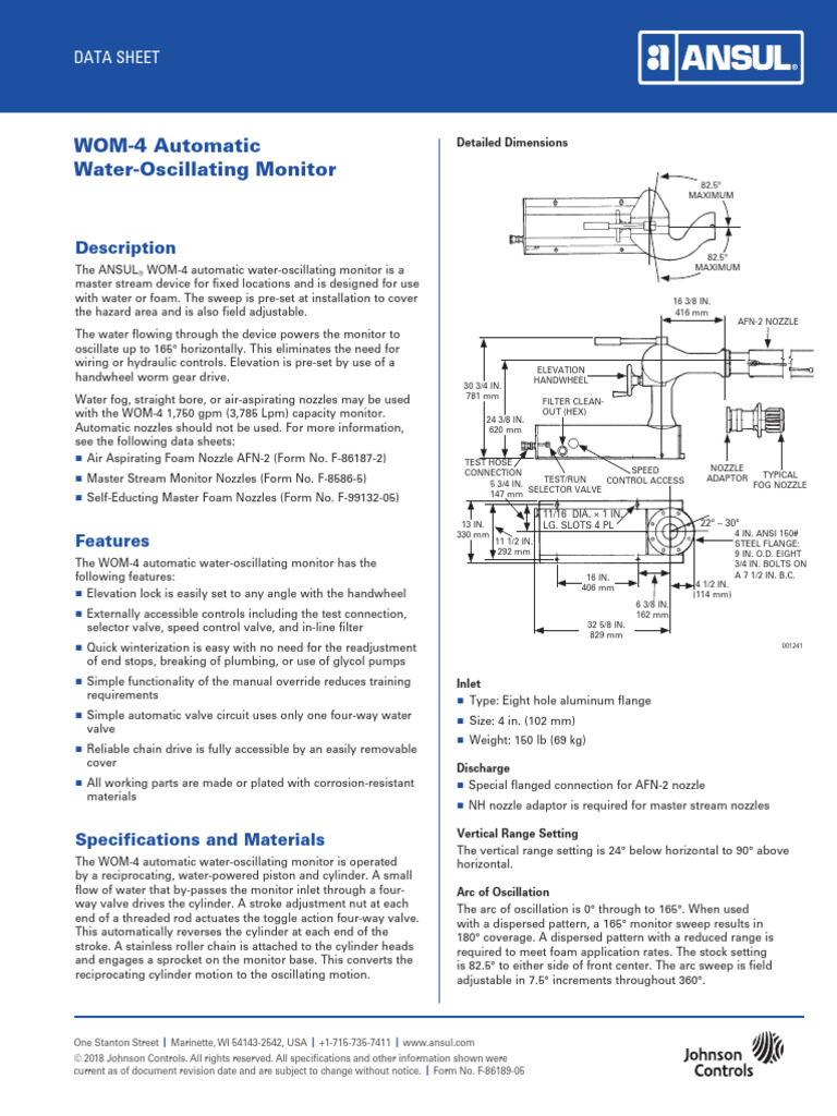 WOM-4 Automatic Water-Oscillating Monitor: Description | PDF | Valve ...